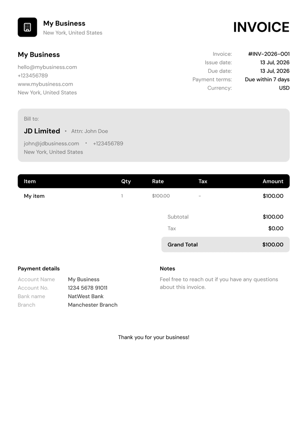 PaidInvoice - Classic Invoice Template